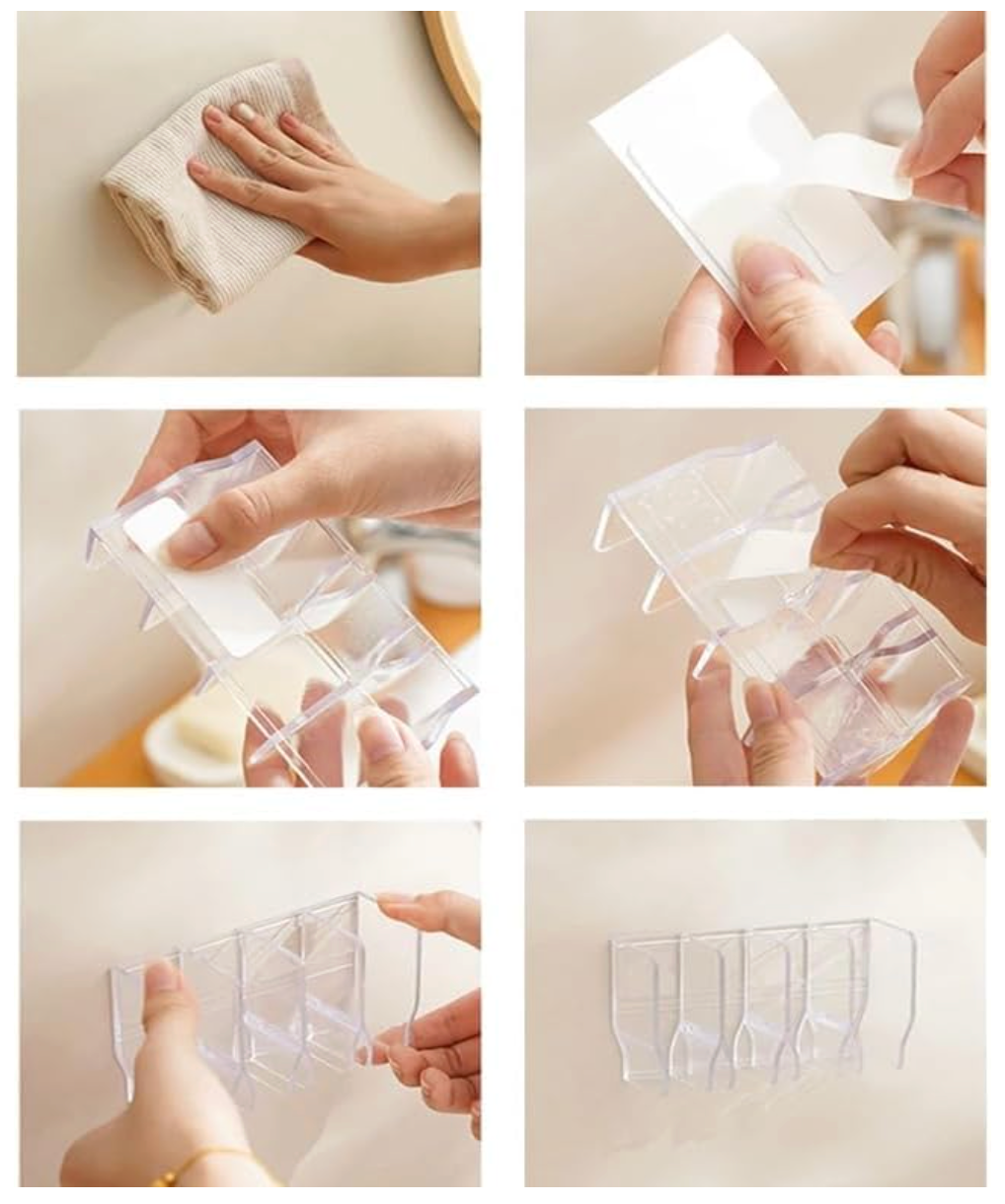 Toiletries Clips Self Adhesive Wall Mounted Rack